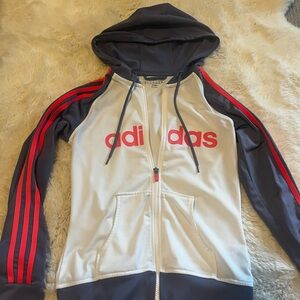 Adidas White and Purple with Pink accents Zip-Up Hoodie